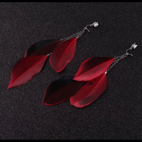 Fashion Jewelry Jewelry - CLIP ON Fashion Red Feather Summer Tassel Earring